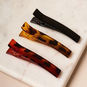 Tortoise Shell Trio Flat Barrette Set
